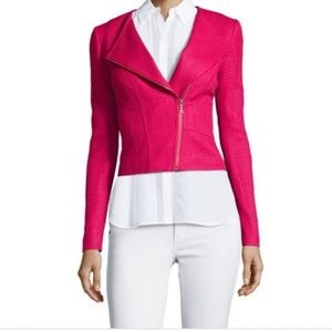 NWT Tahari Rose Red Tweed Moto Jacket